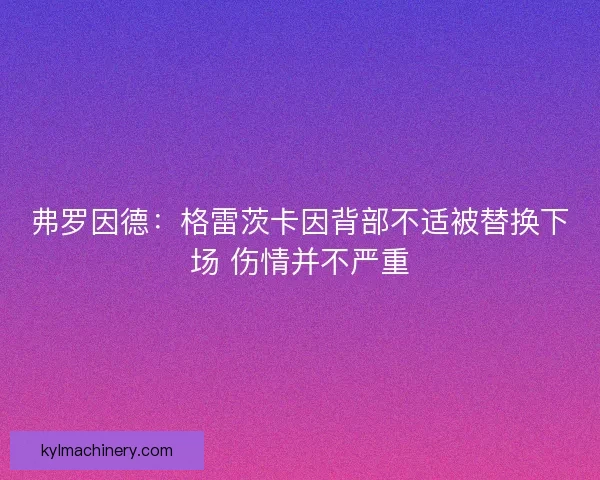 弗罗因德：格雷茨卡因背部不适被替换下场 伤情并不严重