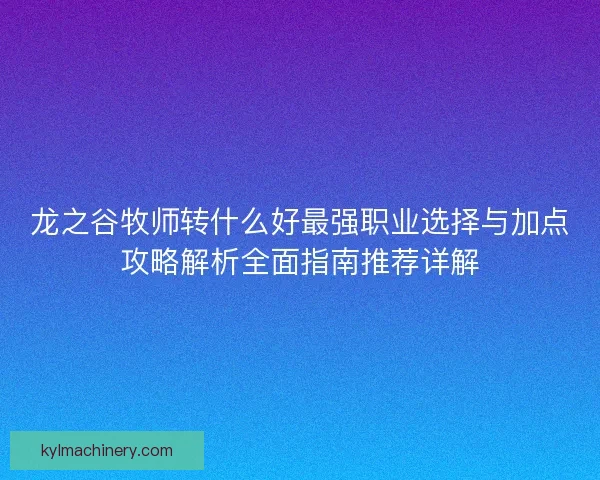龙之谷牧师转什么好最强职业选择与加点攻略解析全面指南推荐详解