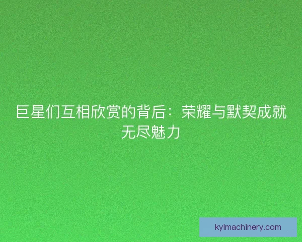 巨星们互相欣赏的背后：荣耀与默契成就无尽魅力