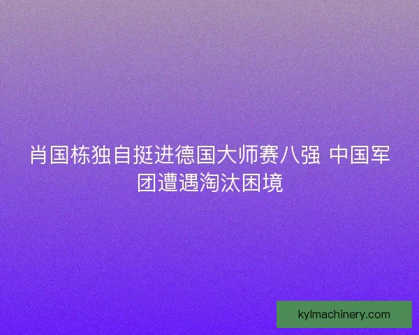 肖国栋独自挺进德国大师赛八强 中国军团遭遇淘汰困境